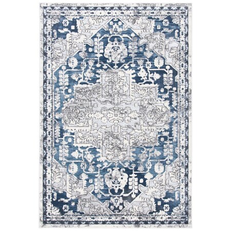 Safavieh 5 ft. 5 in. x 7 ft. 7 in. Lagoon Power Loomed Rectangle Area Rug Navy & Grey LGN172N-5